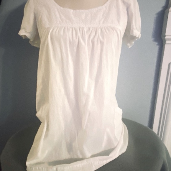 Tramp White Smocked Blouse with Short Sleeves - Picture 1 of 3
